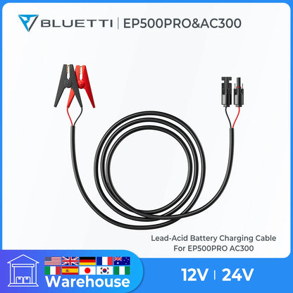 Cable de Carga de Batería de Plomo-Ácido 12V/24V para Estaciones de Energía BLUETTI EP500PRO y AC300