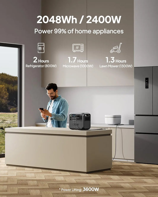 Estación de Energía Solar BLUETTI AC200L - 2400W y 2048Wh para Hogar y Aventuras al Aire Libre