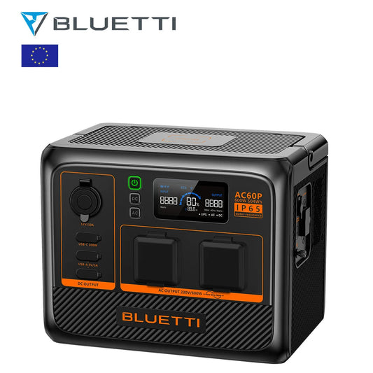 Estación de Energía Portátil Bluetti AC60P+PV120 con Paneles Solares – Potencia 300W para Aventura y Emergencias