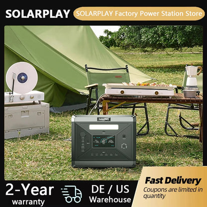 Estación de Energía Portátil SOLARPLAY Q2501 - Generador Solar 2160Wh con Batería LiFePO4 y Salida AC 2400W para Aventuras y Emergencias